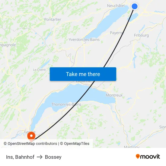 Ins, Bahnhof to Bossey map