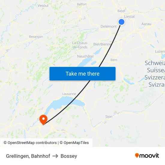 Grellingen, Bahnhof to Bossey map