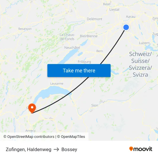 Zofingen, Haldenweg to Bossey map