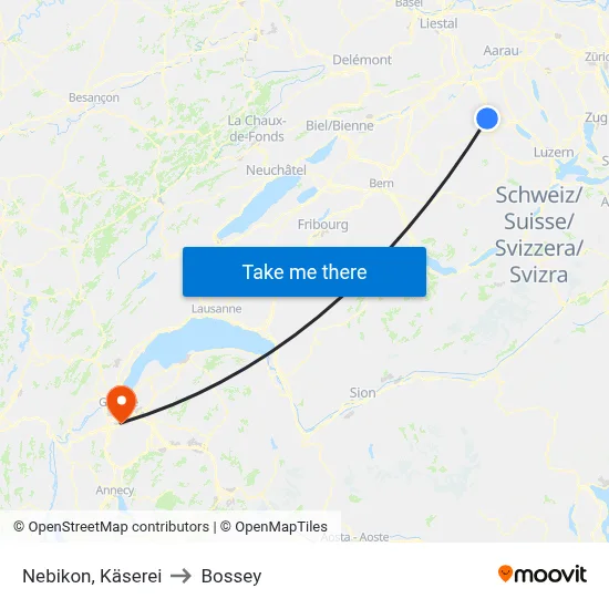 Nebikon, Käserei to Bossey map
