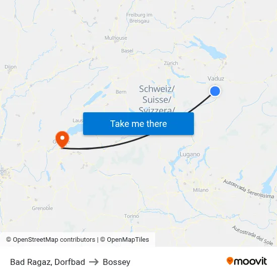 Bad Ragaz, Dorfbad to Bossey map