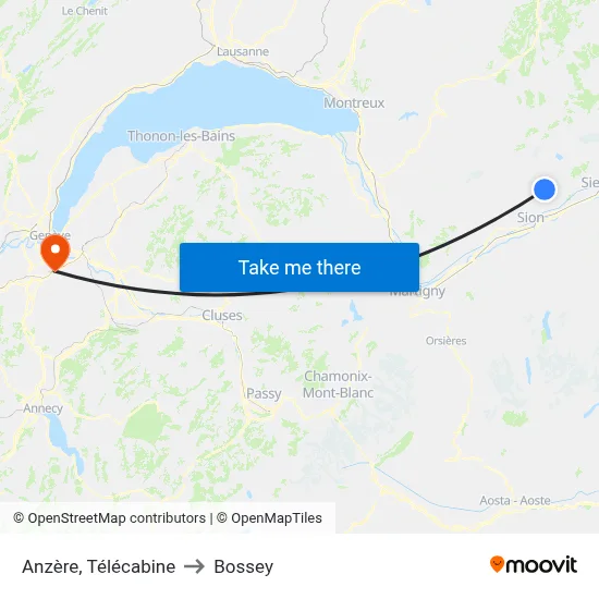 Anzère, Télécabine to Bossey map