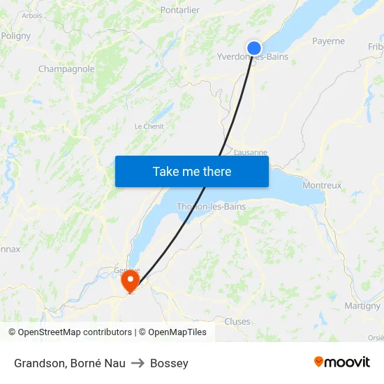 Grandson, Borné Nau to Bossey map