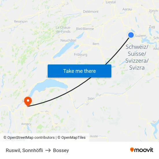 Ruswil, Sonnhöfli to Bossey map