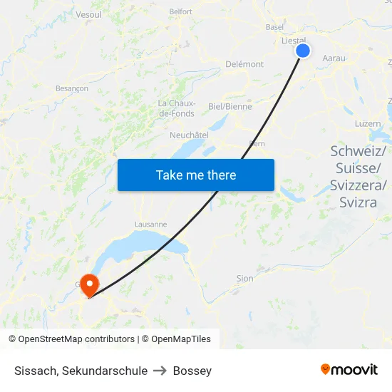 Sissach, Sekundarschule to Bossey map
