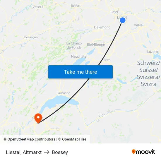 Liestal, Altmarkt to Bossey map