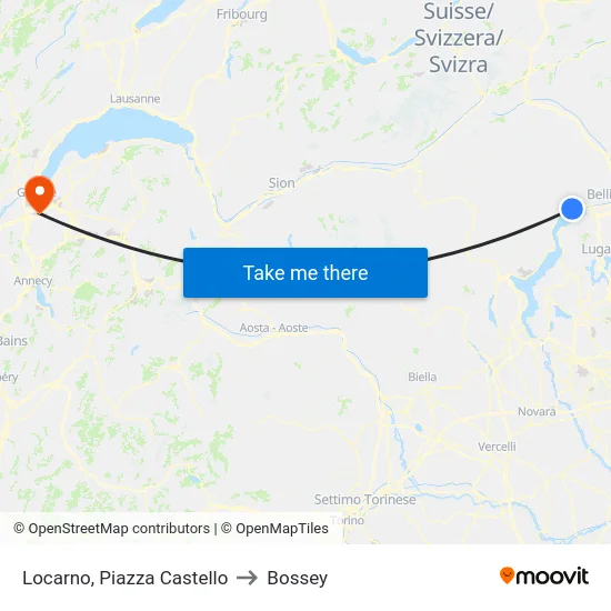 Locarno, Piazza Castello to Bossey map