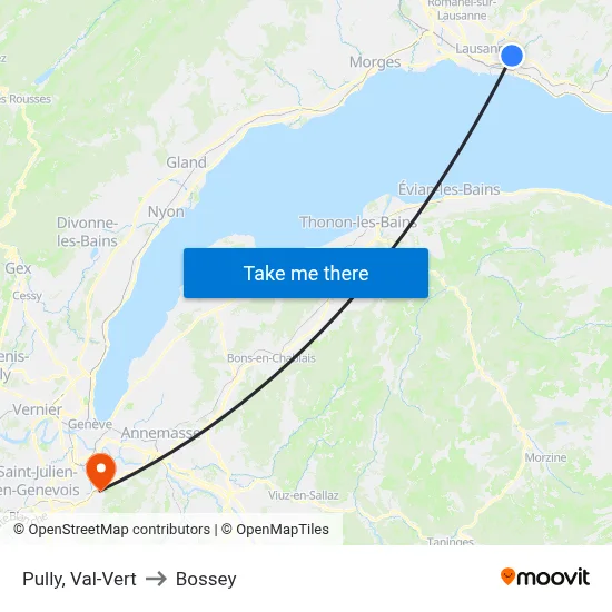 Pully, Val-Vert to Bossey map