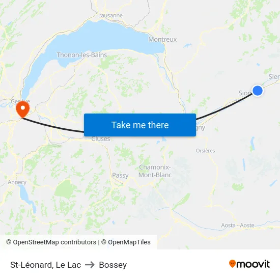 St-Léonard, Le Lac to Bossey map