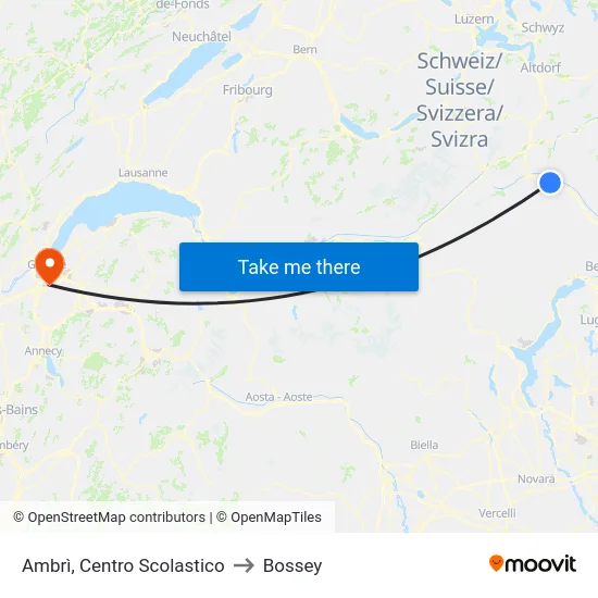 Ambrì, Centro Scolastico to Bossey map