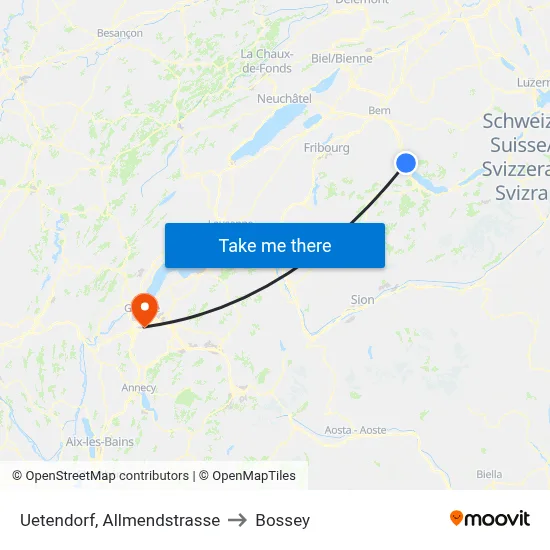 Uetendorf, Allmendstrasse to Bossey map