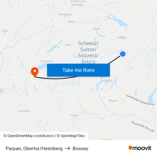 Parpan, Obertor/Heimberg to Bossey map
