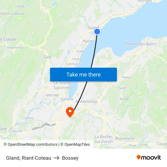 Gland, Riant-Coteau to Bossey map