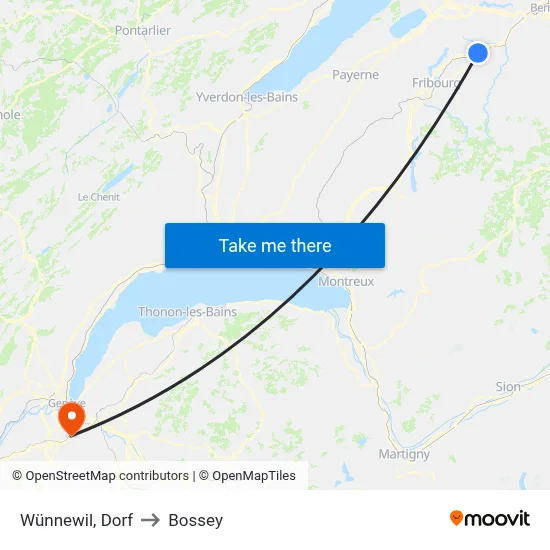 Wünnewil, Dorf to Bossey map