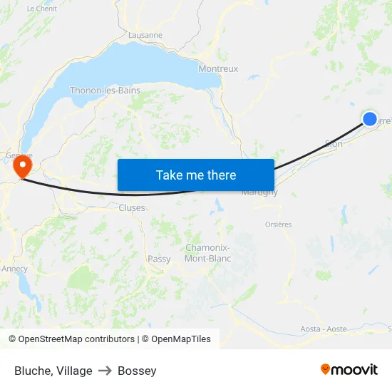 Bluche, Village to Bossey map