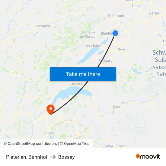 Pieterlen, Bahnhof to Bossey map