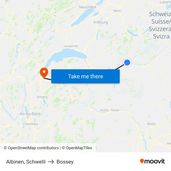 Albinen, Schwelli to Bossey map