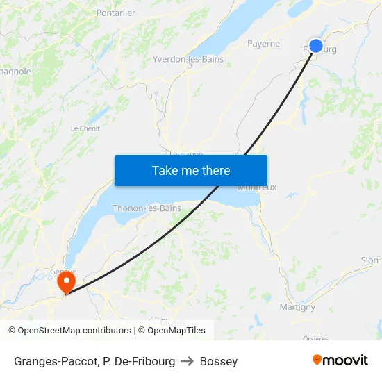 Granges-Paccot, P. De-Fribourg to Bossey map