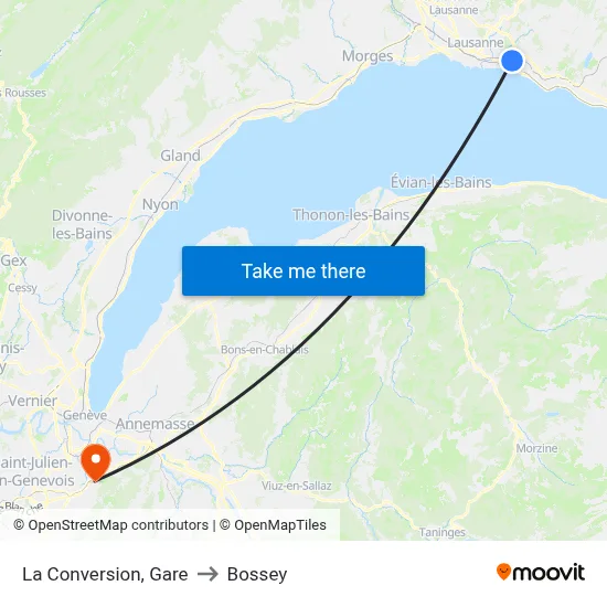 La Conversion, Gare to Bossey map