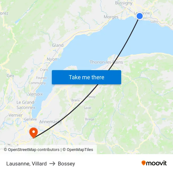 Lausanne, Villard to Bossey map