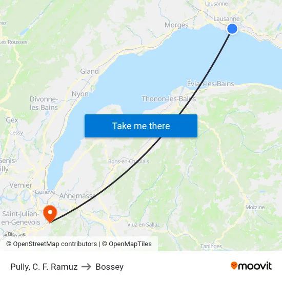 Pully, C. F. Ramuz to Bossey map