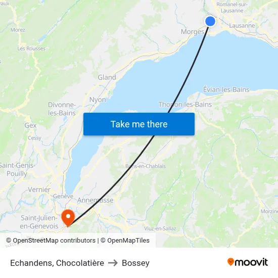 Echandens, Chocolatière to Bossey map