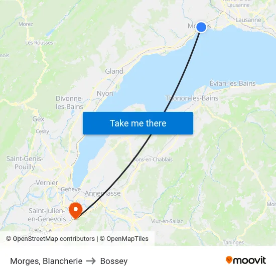 Morges, Blancherie to Bossey map