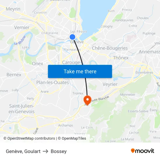 Genève, Goulart to Bossey map