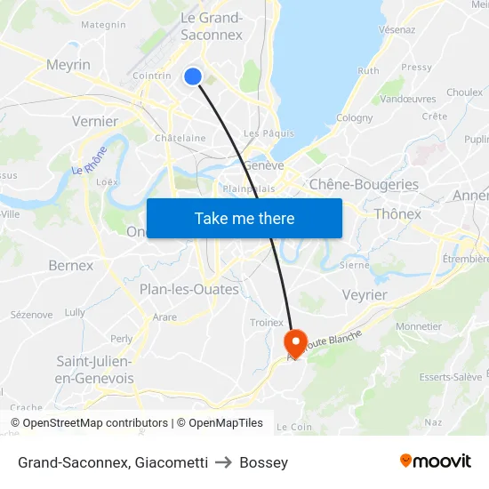 Grand-Saconnex, Giacometti to Bossey map
