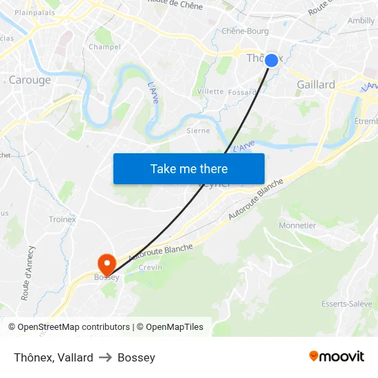 Thônex, Vallard to Bossey map