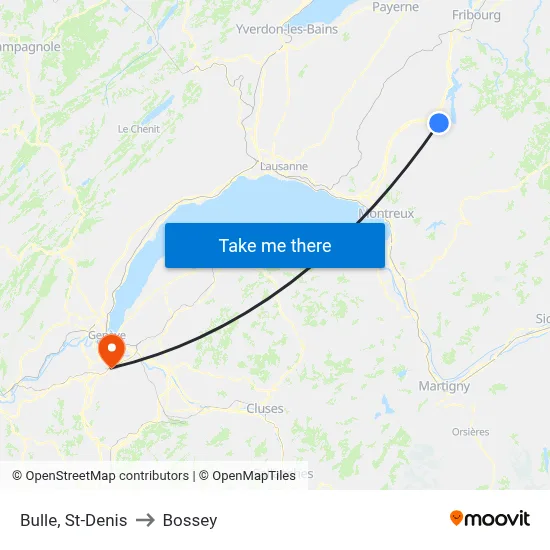 Bulle, St-Denis to Bossey map