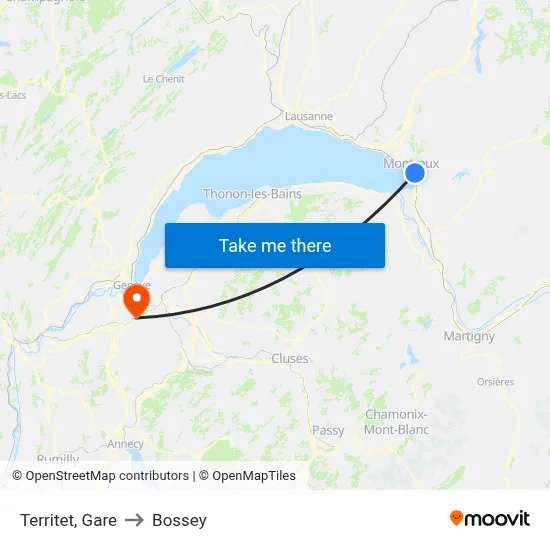 Territet, Gare to Bossey map