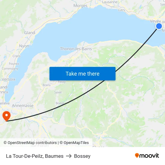 La Tour-De-Peilz, Baumes to Bossey map