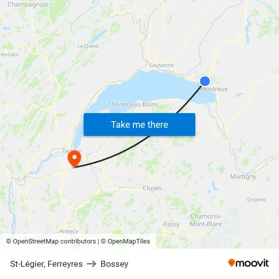 St-Légier, Ferreyres to Bossey map