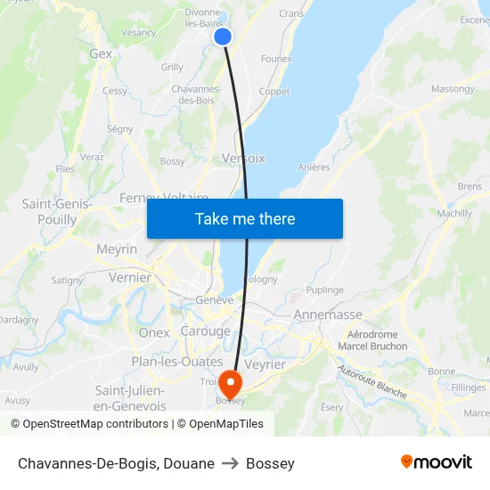 Chavannes-De-Bogis, Douane to Bossey map