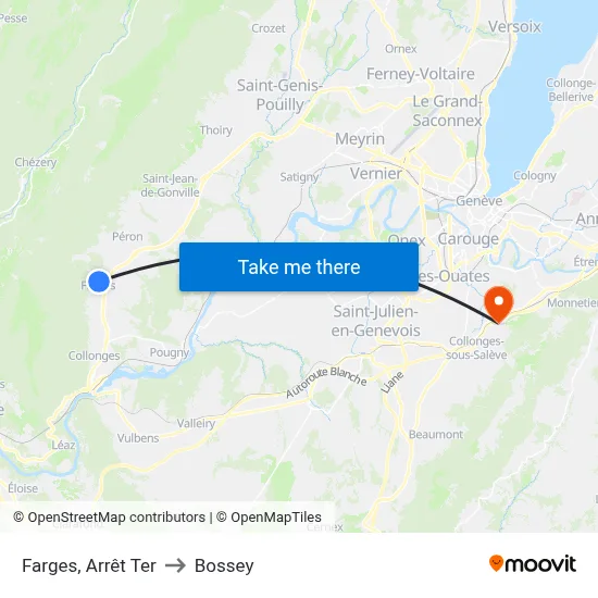 Farges, Arrêt Ter to Bossey map