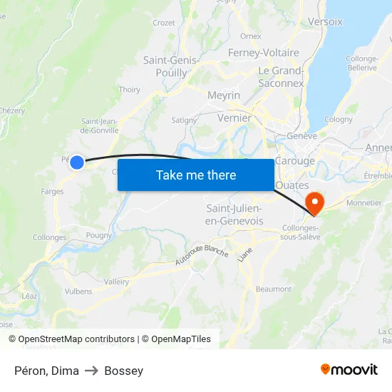 Péron, Dima to Bossey map