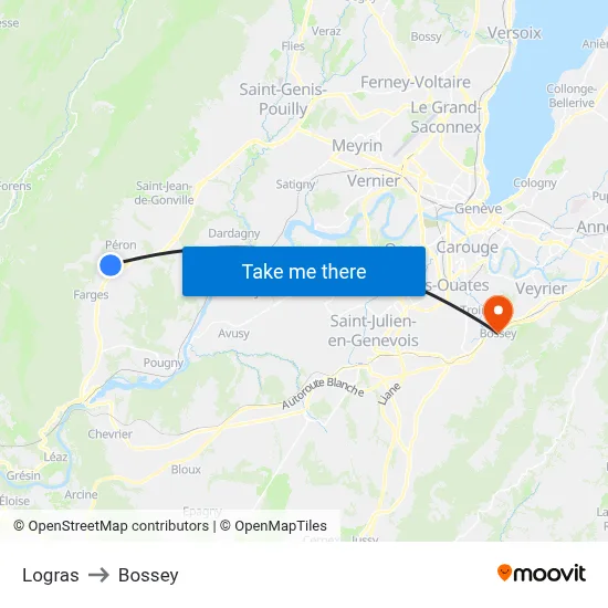Logras to Bossey map