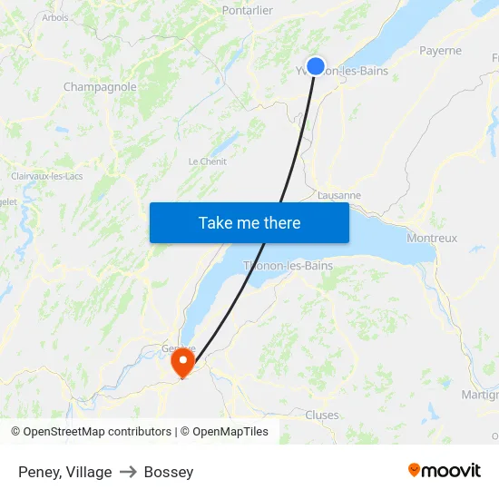 Peney, Village to Bossey map