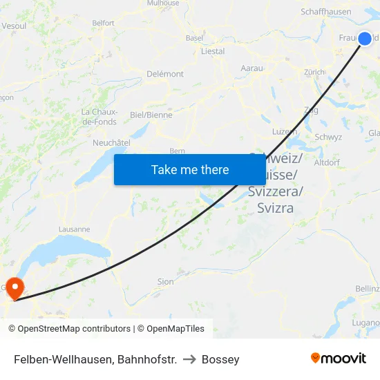 Felben-Wellhausen, Bahnhofstr. to Bossey map