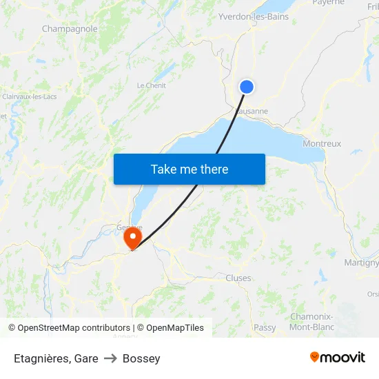 Etagnières, Village to Bossey map
