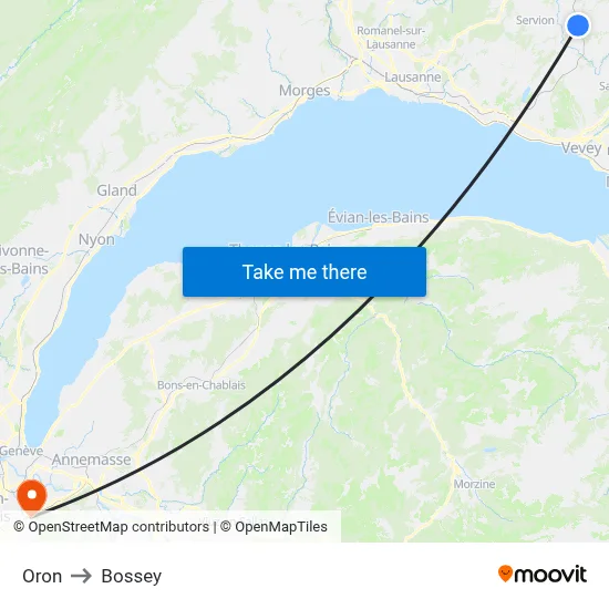 Oron to Bossey map