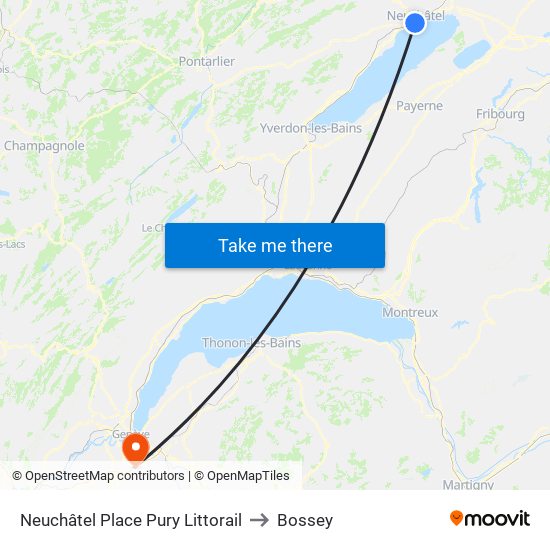 Neuchâtel Place Pury Littorail to Bossey map