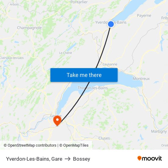 Yverdon-Les-Bains, Gare to Bossey map