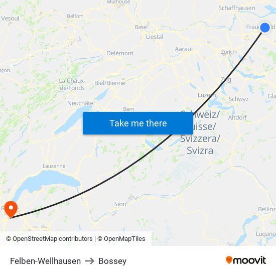 Felben-Wellhausen to Bossey map