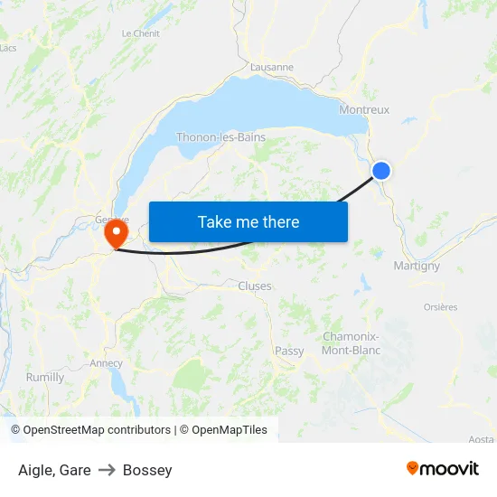 Aigle, Marjolin to Bossey map