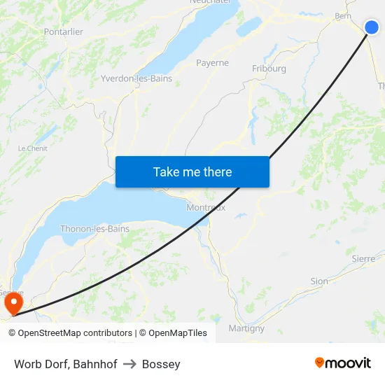 Worb Dorf, Bahnhof to Bossey map