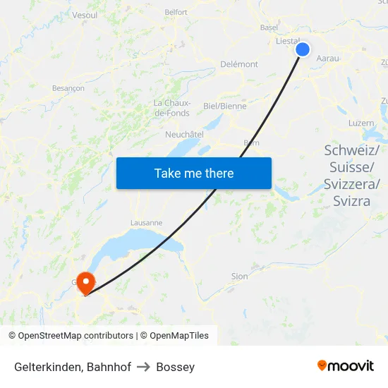 Gelterkinden, Bahnhof to Bossey map