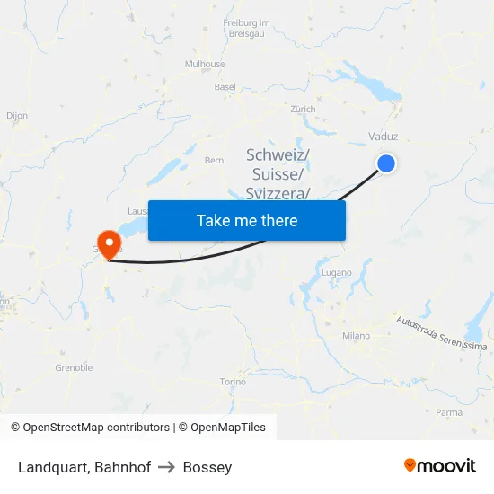 Landquart, Bahnhof to Bossey map