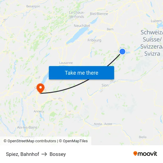 Spiez, Bahnhof to Bossey map
